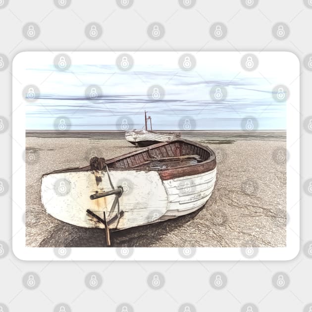 Boats On a Shingle Beach Sticker by IanWL